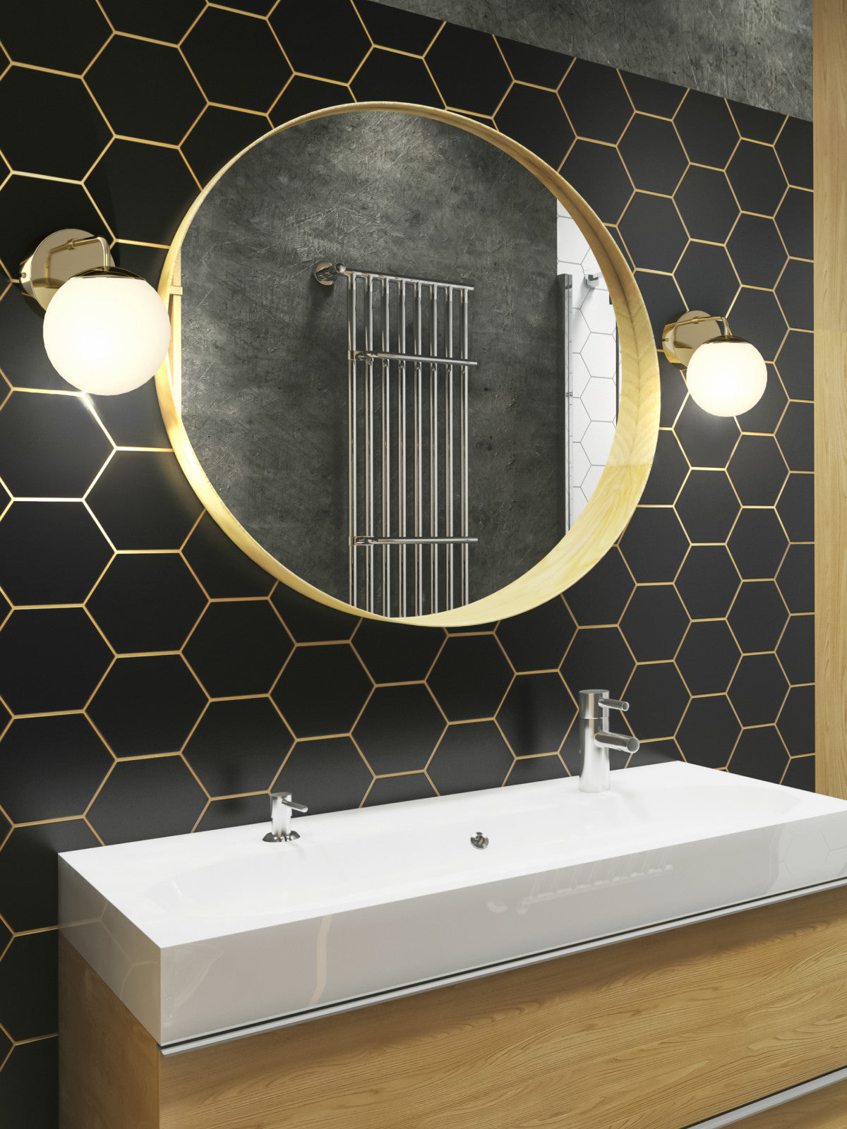 Applique murale Bao, verre, IP44