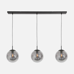 Black globe pendant light with 3 smoked glass shades, living room & dining room | Bollique 3122ZW