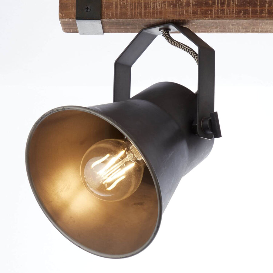 Plafonnier Decca 2 lumières noir, bois