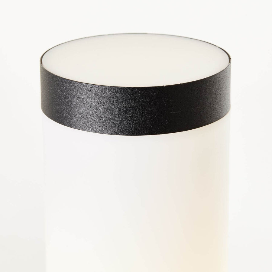 Détail du capot supérieur noir et diffuseur blanc de la borne
