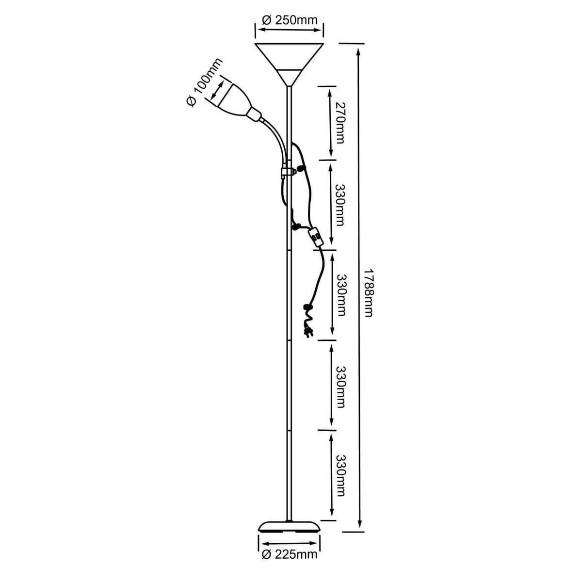 Lampadaire Spari argenté et blanc (93008/05)