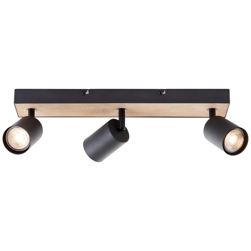 Plafonnier Jello Wood 3 lumières noir et bois