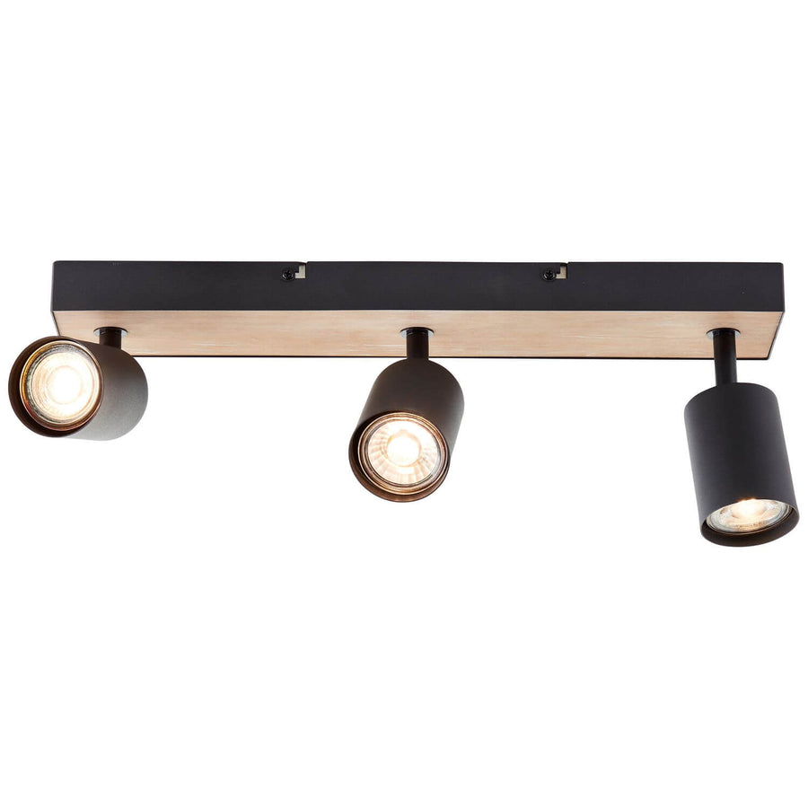 Plafonnier Jello Wood 3 lumières noir et bois