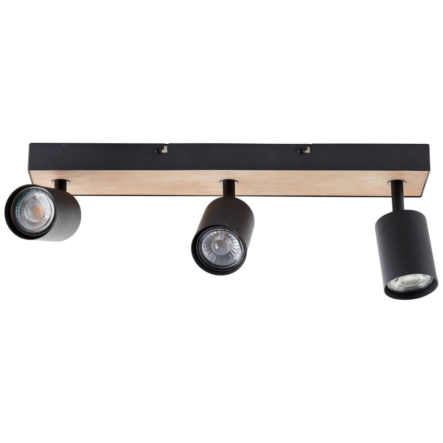 Plafonnier Jello Wood 3 lumières noir et bois
