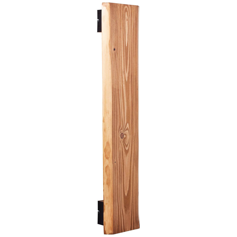 Vue de profil de l'applique en bois avec ses deux fixations murales noires