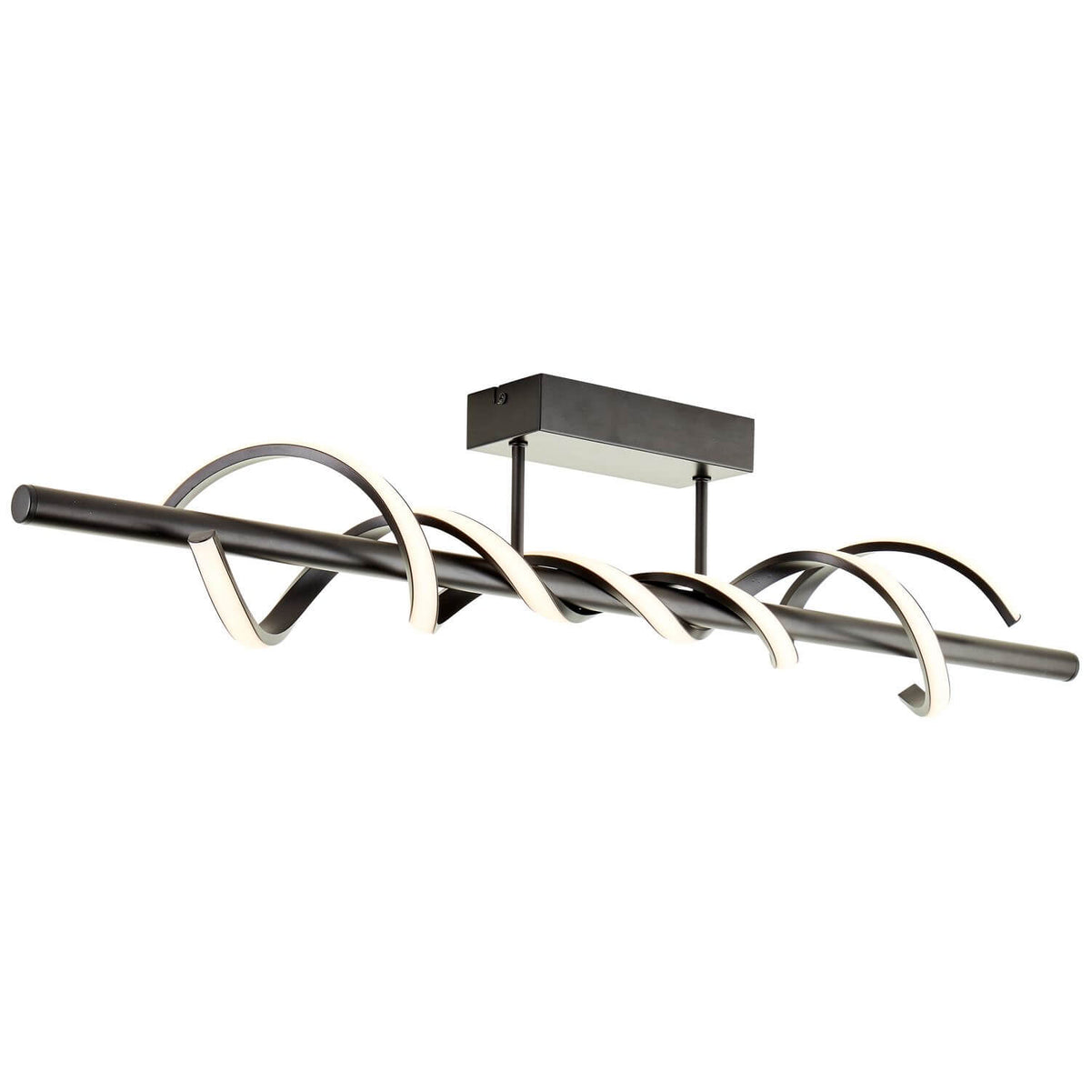 Vue en perspective trois quarts révélant les spirales ouvertes aux extrémités