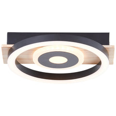 Plafonnier Maureen noir et bois, L 22 cm