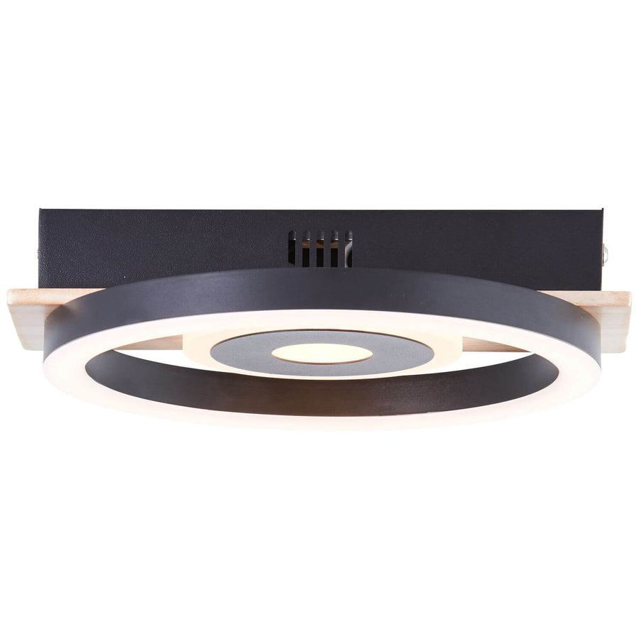 Plafonnier Maureen noir et bois, L 22 cm