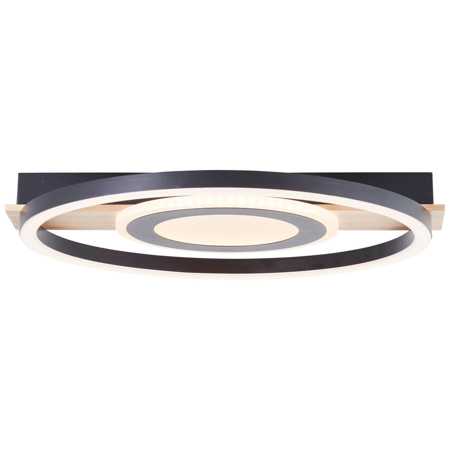 Plafonnier Maureen noir et bois, L 39 cm (G99927A76)
