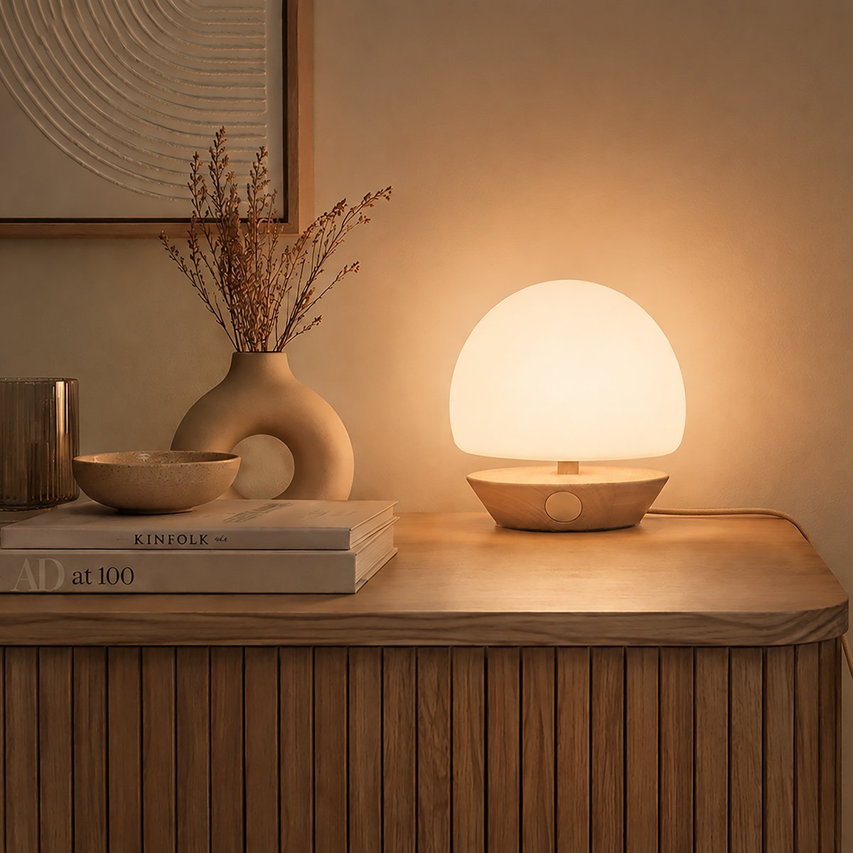 Lampe de Bureau en Verre Blanc Artisanale