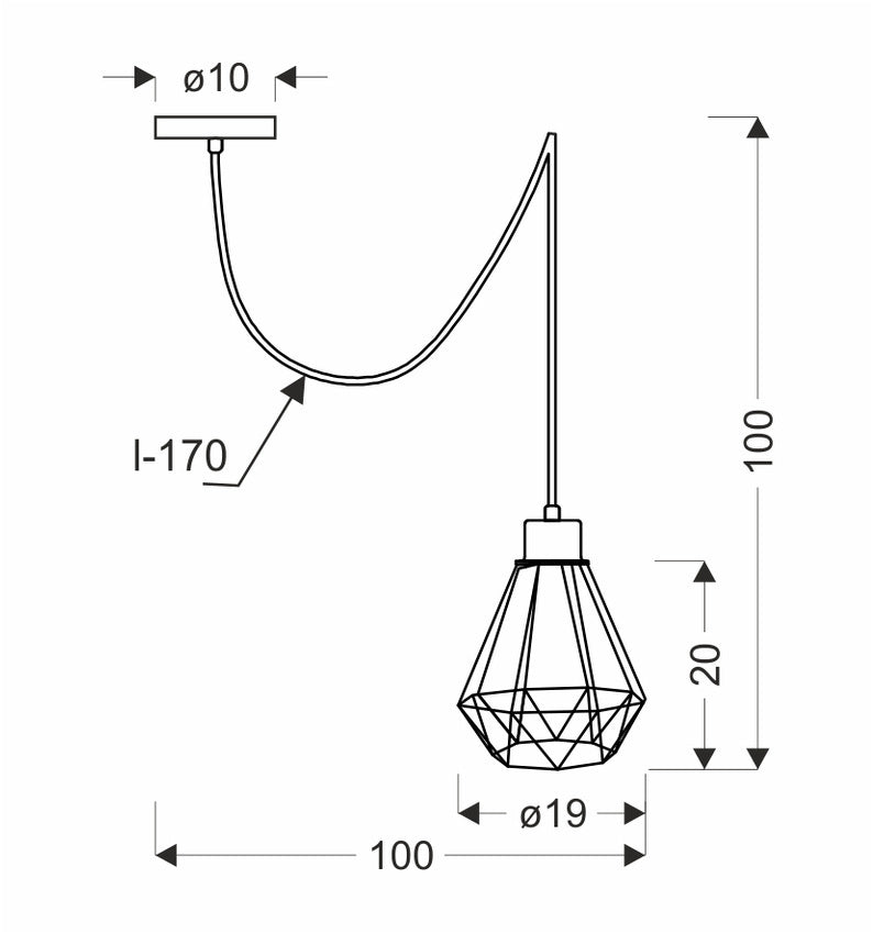 Suspension Primo noire et dorée