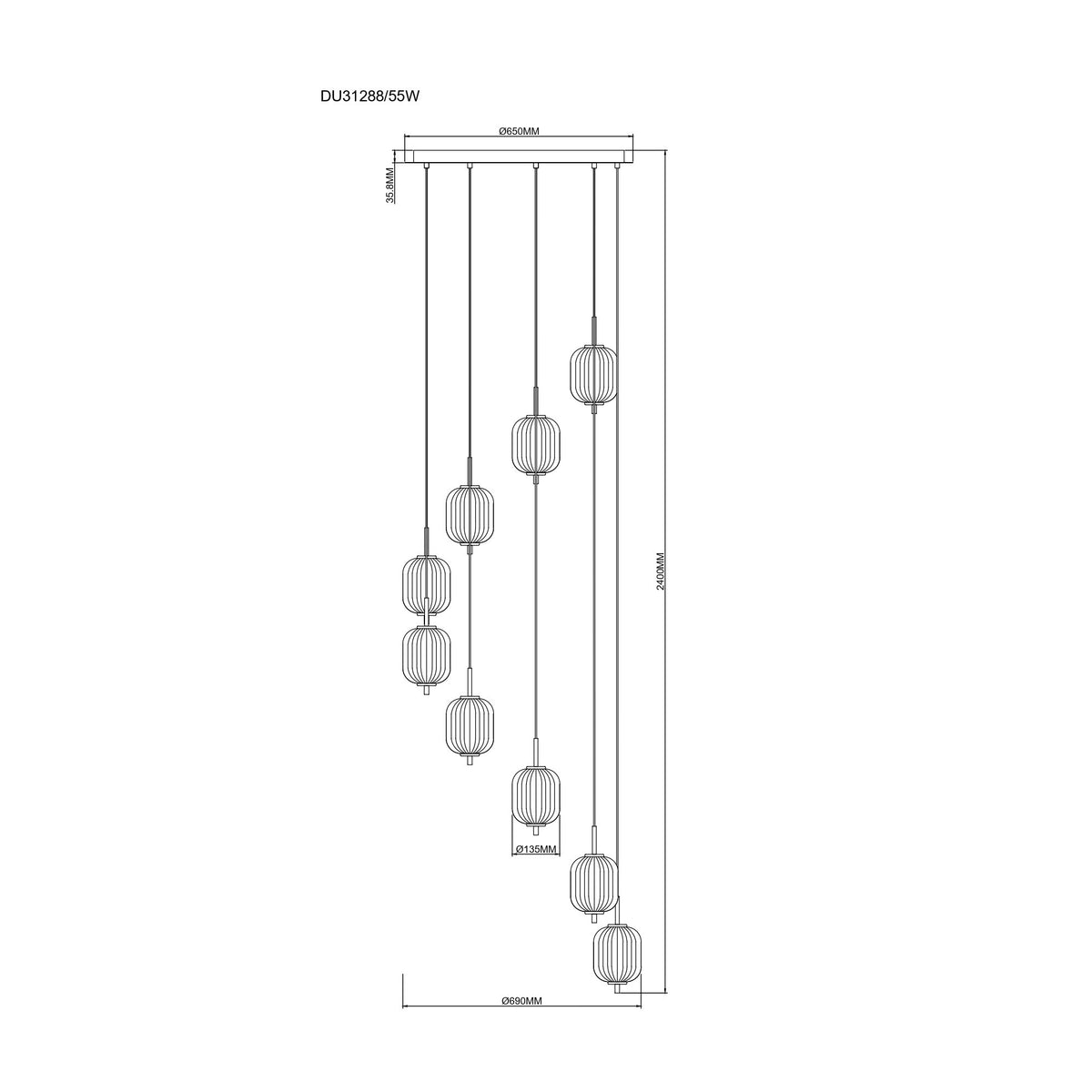 Suspension luminaire | Akari H 240 cm