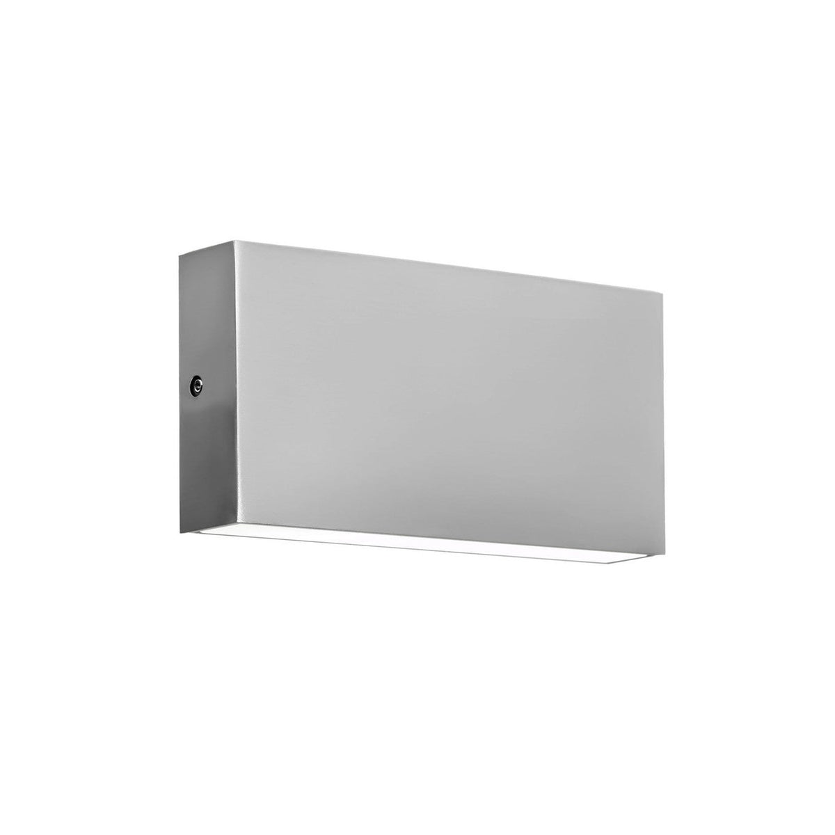 Applique murale extérieure en inox rectangulaire, vue de face avec finition brossée