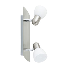 Spot Enea nickel et blanc mat, verre, L 30 cm