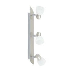 Spot Enea nickel et blanc mat, verre, L 50 cm