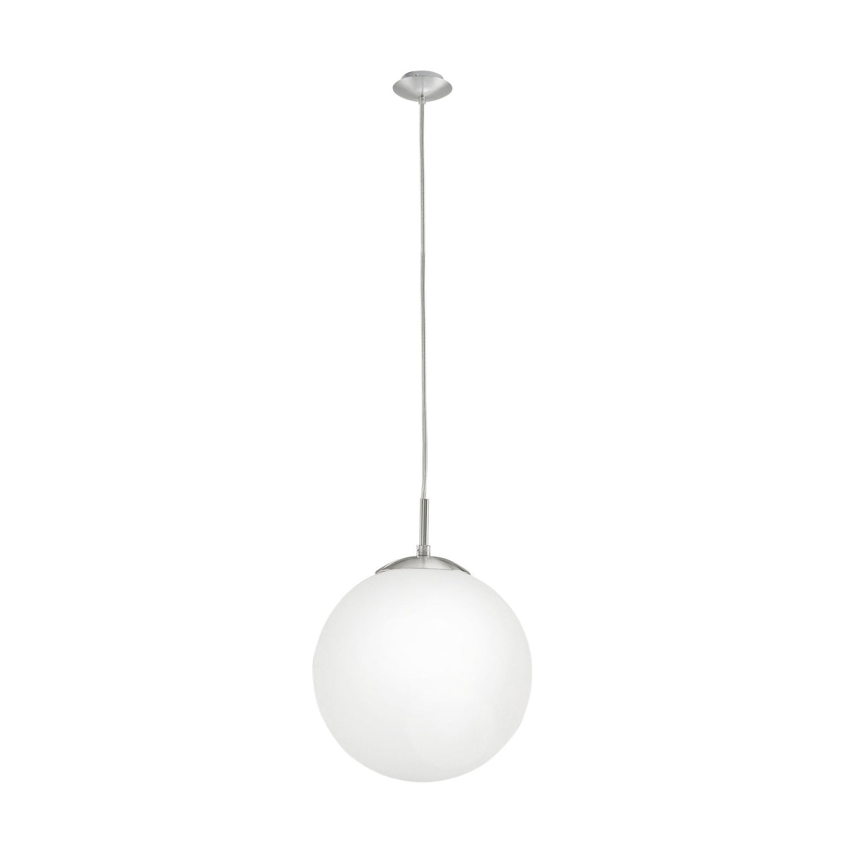 Suspension Rondo nickel et blanche mat, verre (85262)