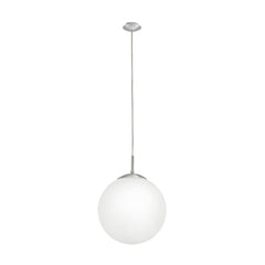 Suspension Rondo nickel et blanche mat, verre (85262)