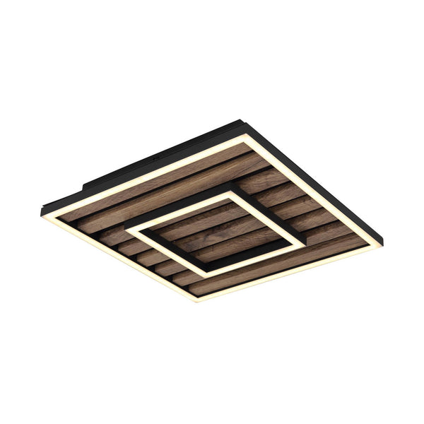 Plafonnier Woody noir mat, L 30 cm