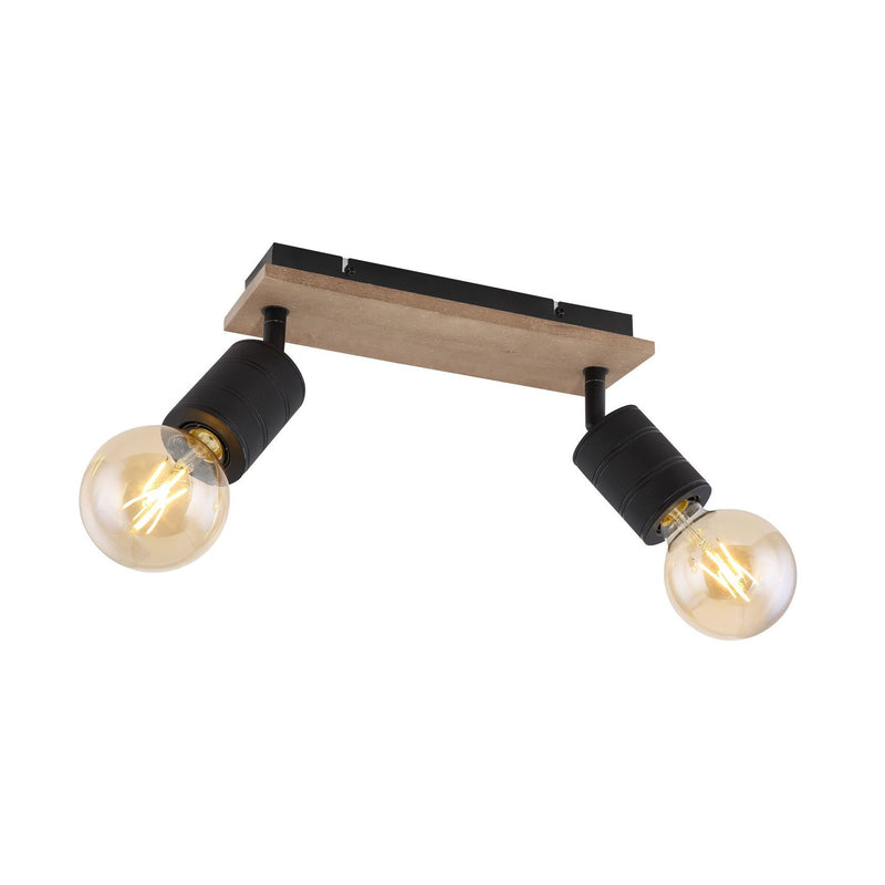 Spot Josella marron foncé et bois, H 18 cm