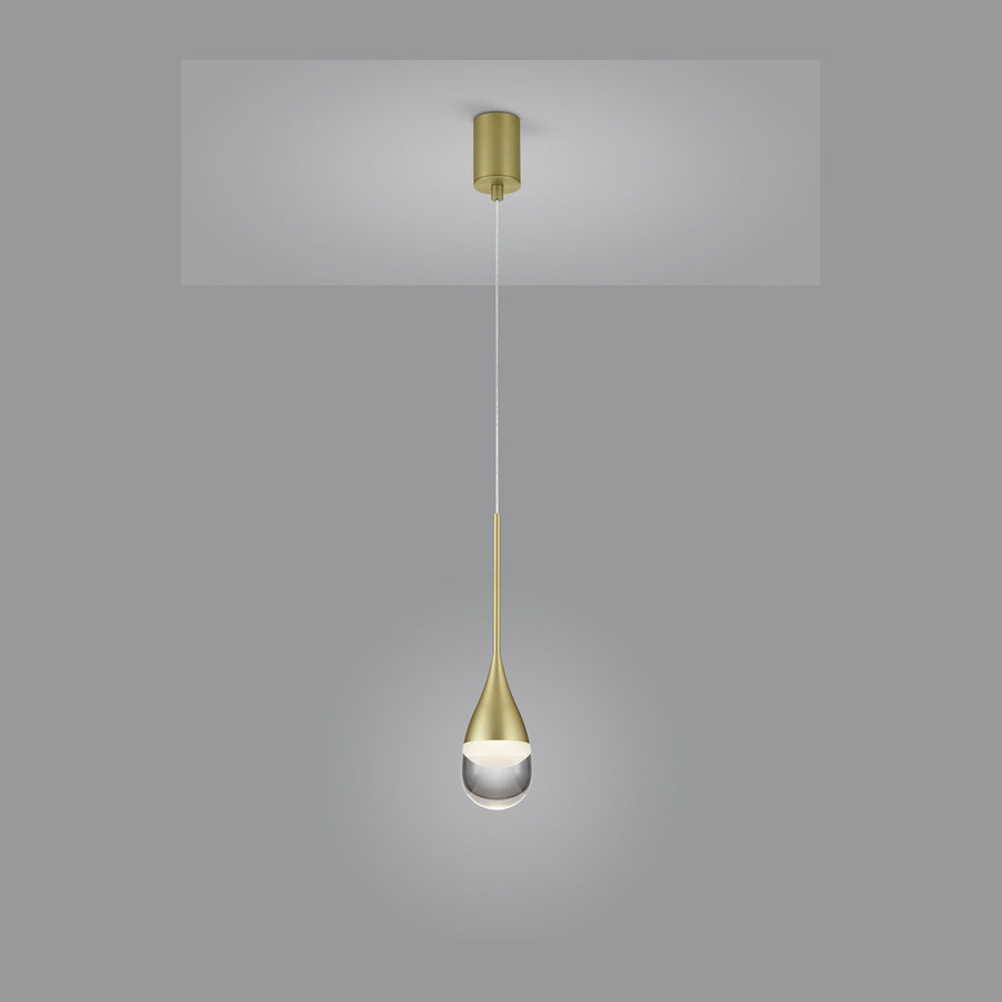 Suspension dorée complète avec rosace et câble sur fond gris clair