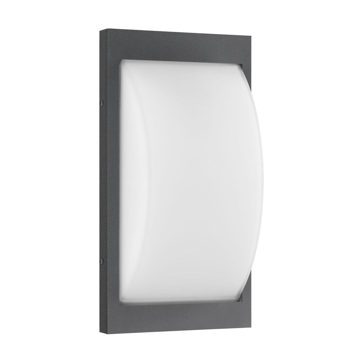 Vue de face de l'applique murale anthracite avec diffuseur blanc opale éteint