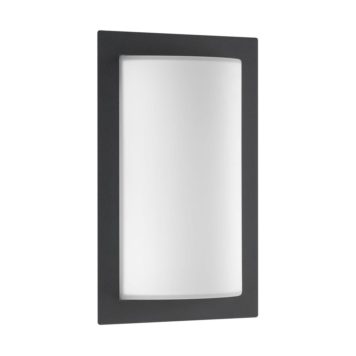 Vue de face de l'applique rectangulaire anthracite avec diffuseur blanc.
