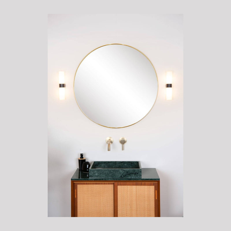 Applique murale Jesse 2 lumières noire et opale, verre