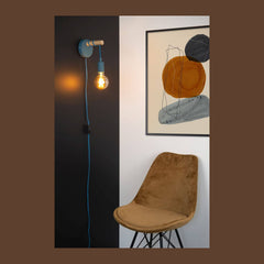 Applique murale Pola bleu et bois clair