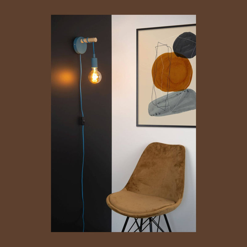 Applique murale Pola bleu et bois clair