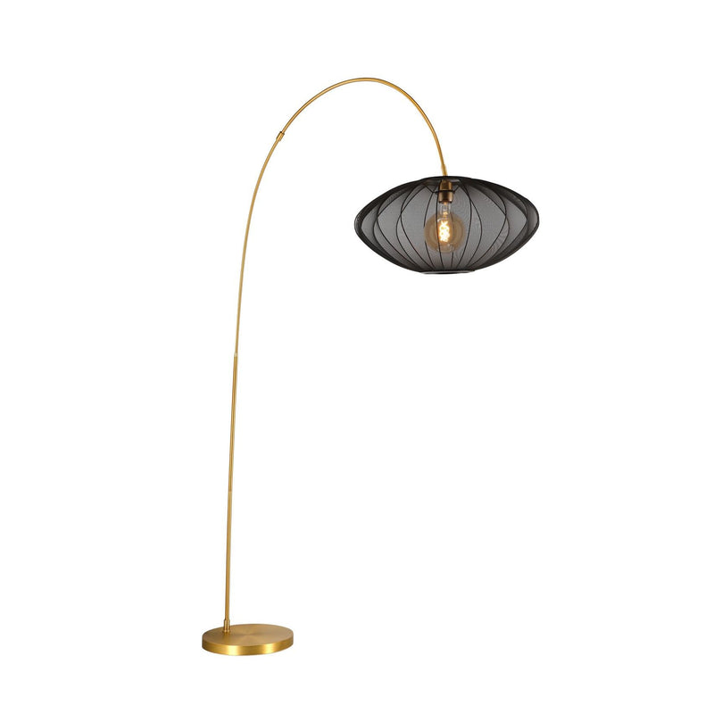 Lampadaire Corina noir et doré mat, tissu