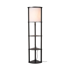 Lampadaire Menno noir et beige, coton, H 162,3 cm