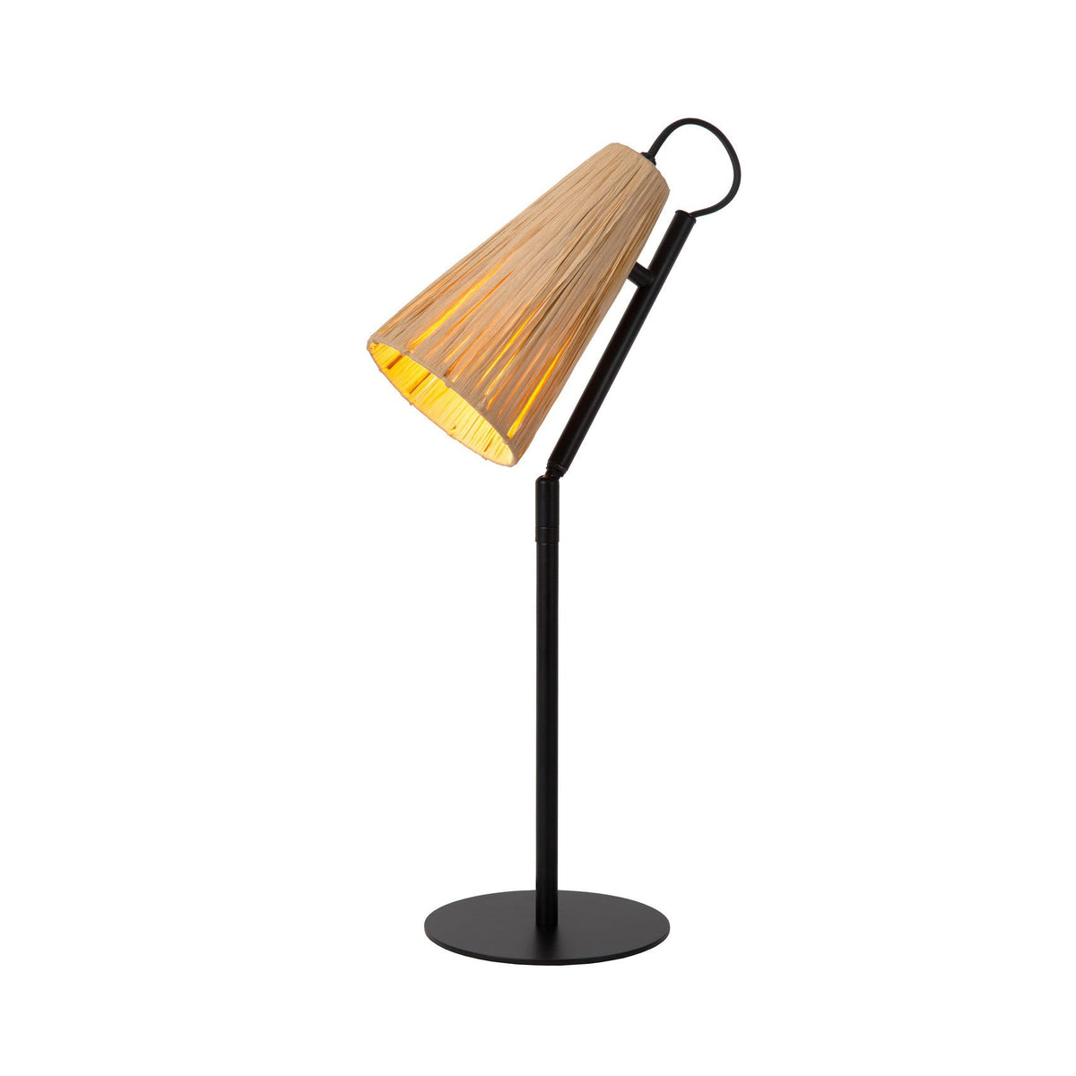 Lampe à poser Bensen noire, rotin