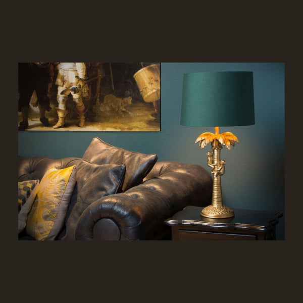 Lampe à poser Extravaganza Coconut dorée mat et verte, coton
