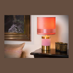 Lampe à poser Extravaganza Frizzle rose et dorée mat, coton