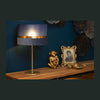 Lampe à poser Extravaganza Tusse bleu et dorée, lin