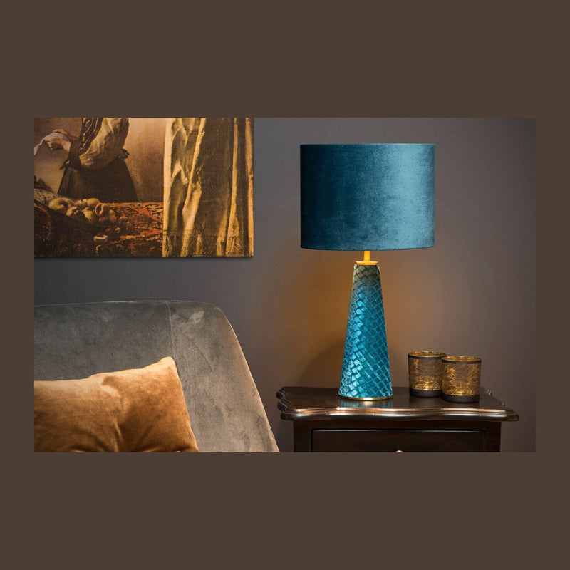 Lampe à poser Extravaganza Velvet turquoise, coton