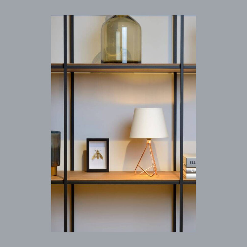 Lampe à poser Gitta cuivrée et blanche, coton