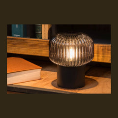Lampe à poser Jany noire et fumée, verre