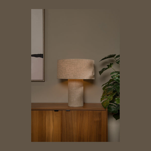 Lampe à poser Leeroy taupe, lin, H 52 cm
