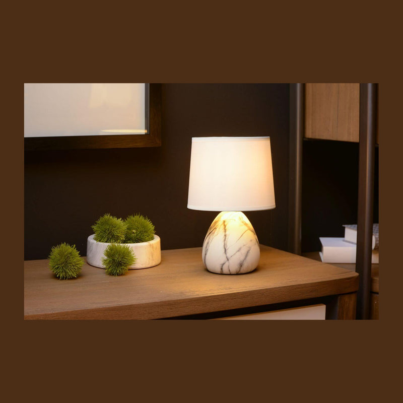 Lampe à poser Marmo blanche, lin