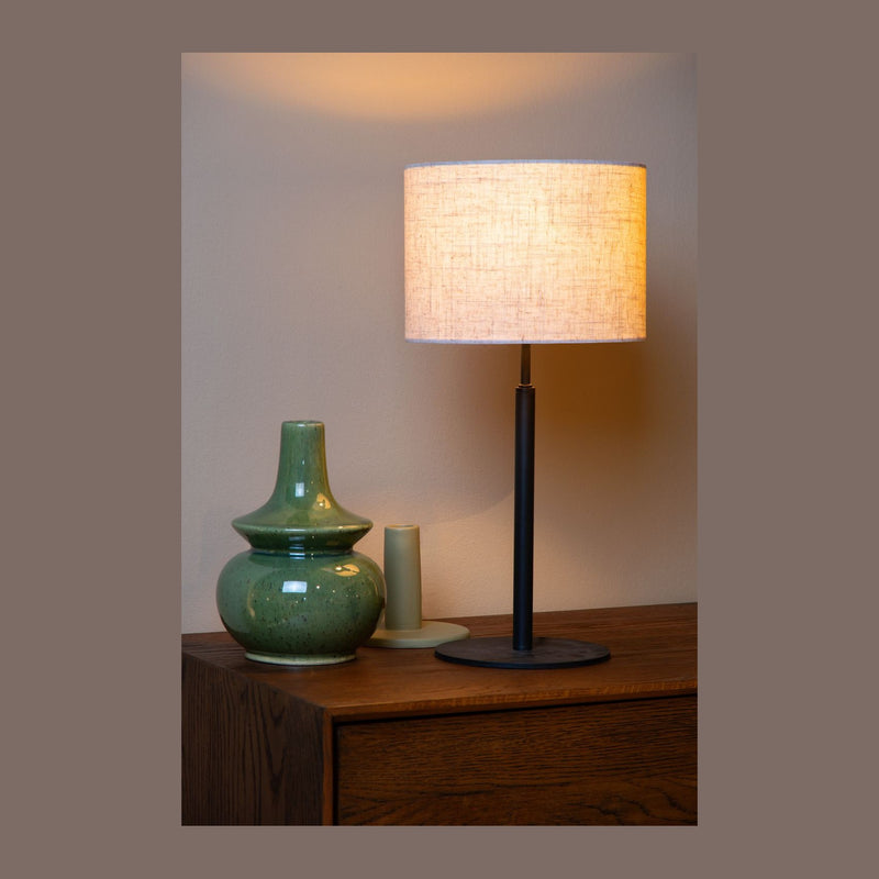 Lampe à poser Maya beige et noire, coton