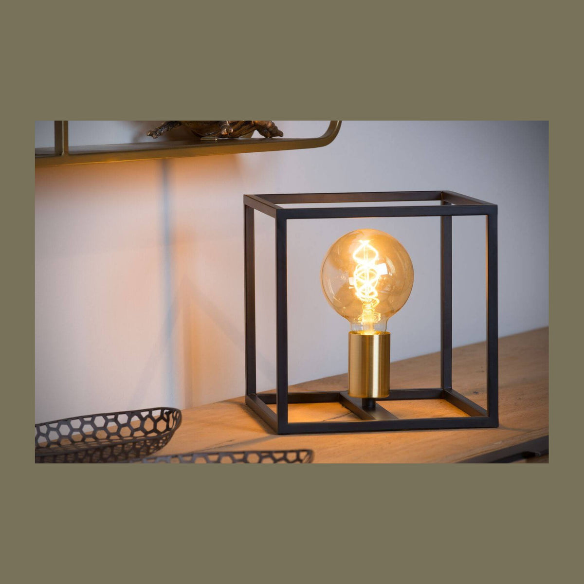 Lampe à poser Ruben noire et dorée mat
