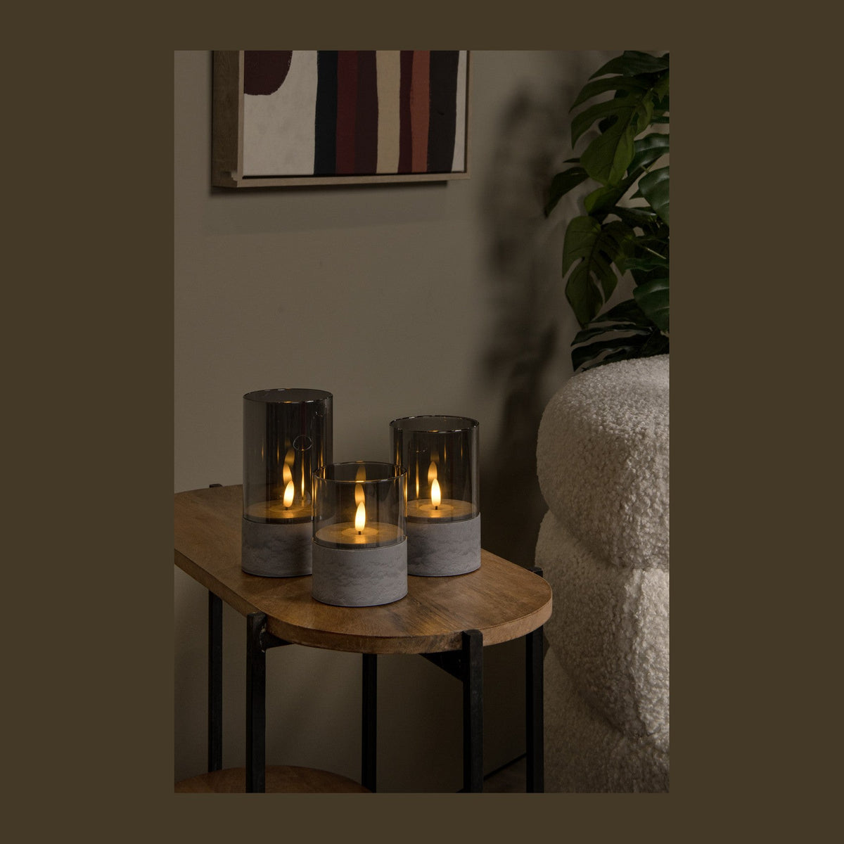 Lampe à poser Velas fumée, verre