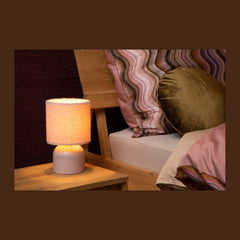 Lampe à poser Woolly rose et noire, coton