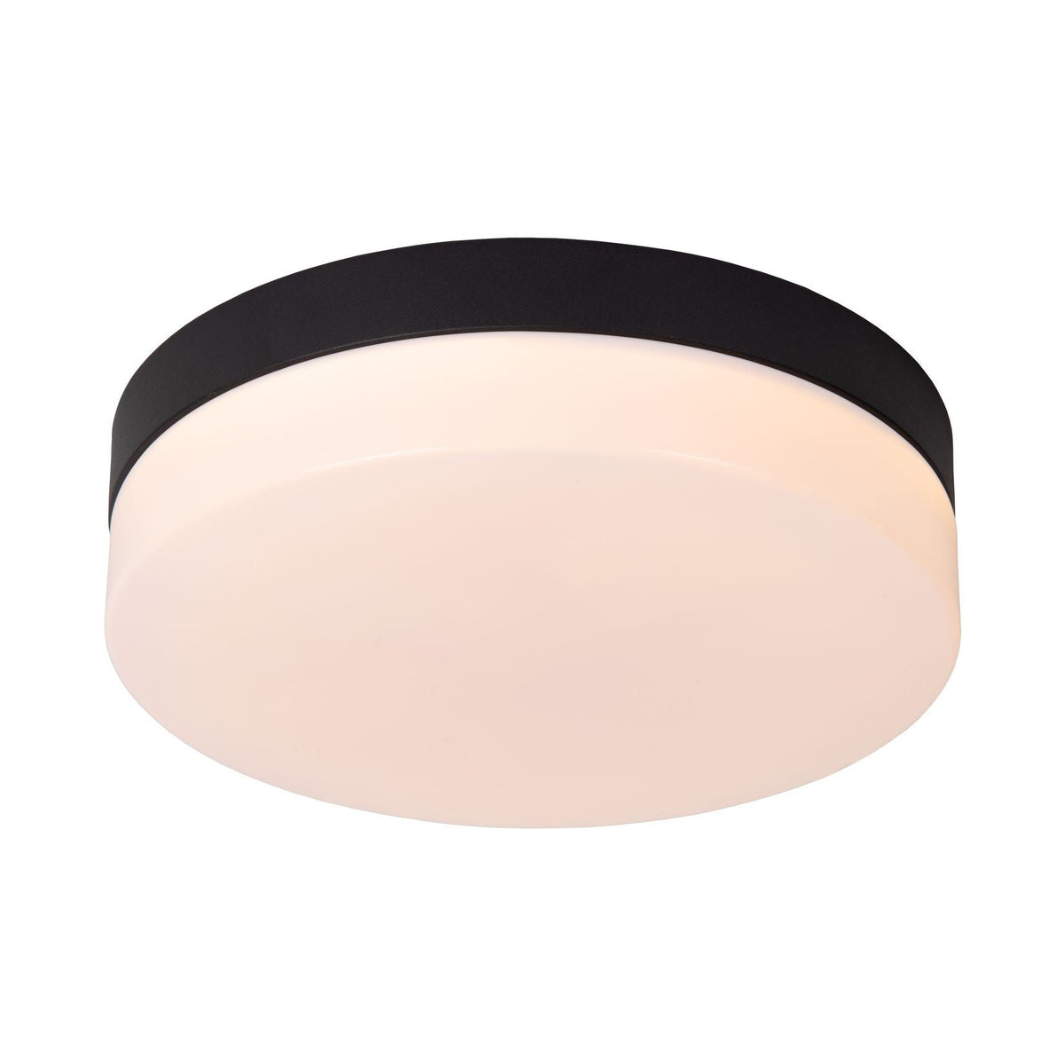 Plafonnier Biskit noir et opale, Ø 23 cm