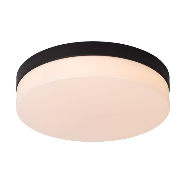 Plafonnier Biskit noir et opale, Ø 28 cm