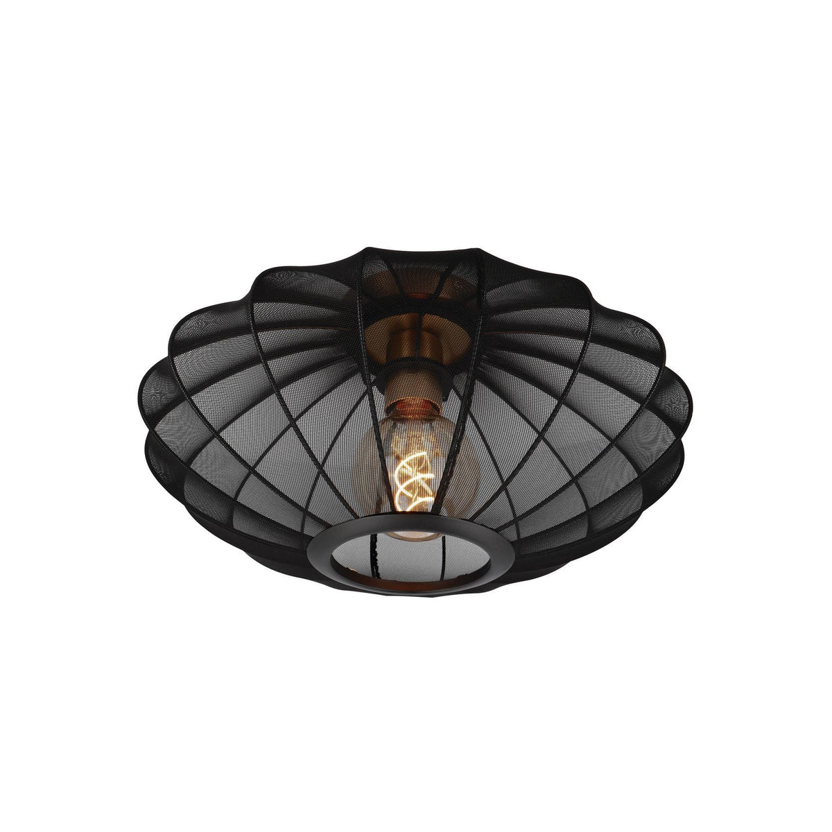 Plafonnier Corina noir et doré mat, tissu