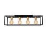 Plafonnier Ruben 4 lumières noir et doré mat, L 80 cm