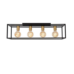 Plafonnier Ruben 4 lumières noir et doré mat, L 80 cm