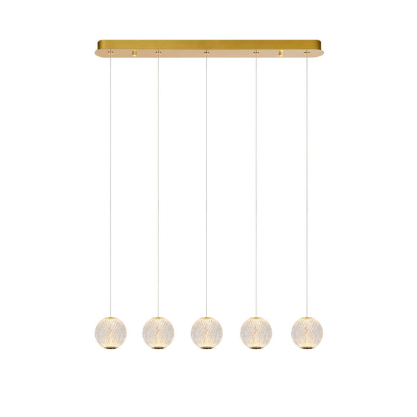 Suspension Cintra transparente et dorée mat, L 84 cm